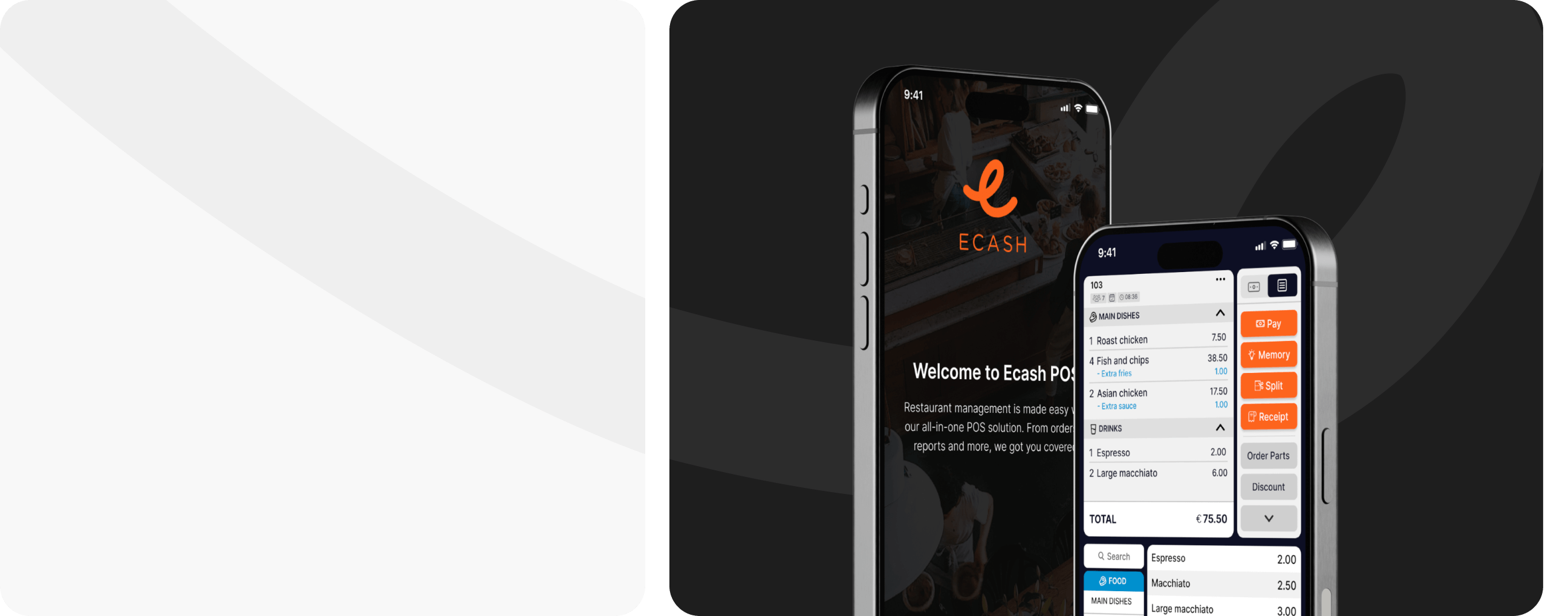 Download the Ecash POS app on your smartphone.